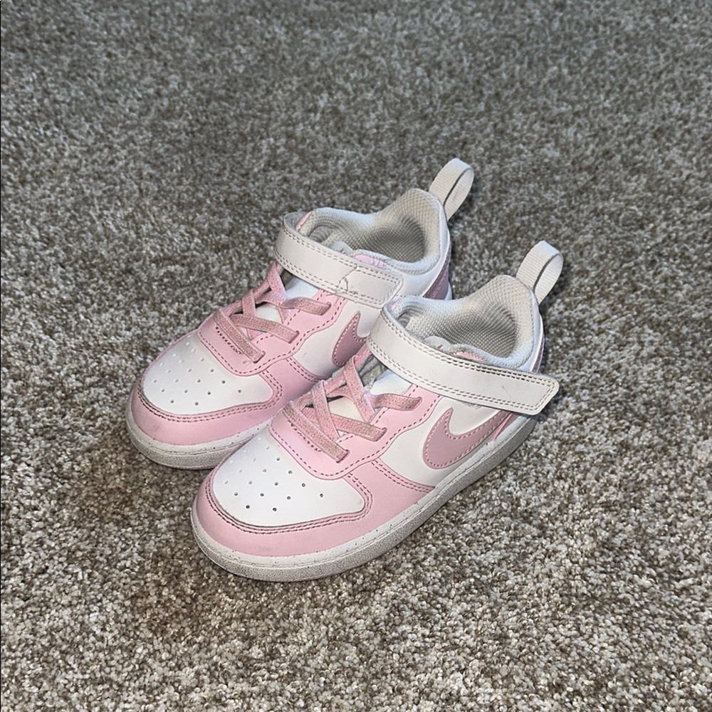 Nike Court Pink and White Sneakers with Velcro Closure size 9C
